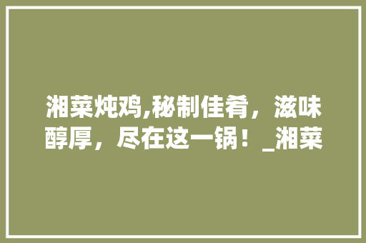 湘菜炖鸡,秘制佳肴，滋味醇厚，尽在这一锅！_湘菜鸡肉怎么炖最好喝视频 湘菜炖鸡,秘制佳肴，滋味醇厚，尽在这一锅！_湘菜鸡肉怎么炖最好喝视频 饮食大全