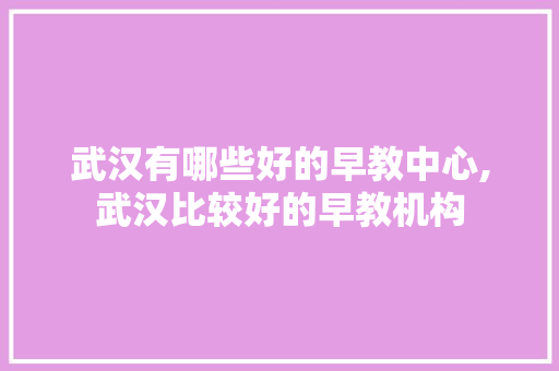 武汉有哪些好的早教中心,武汉比较好的早教机构 武汉有哪些好的早教中心,武汉比较好的早教机构 母婴育儿