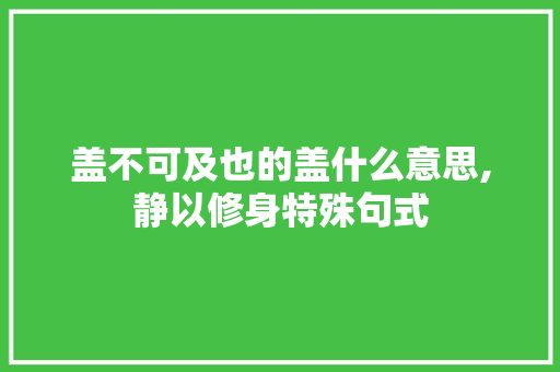 盖不可及也的盖什么意思,静以修身特殊句式