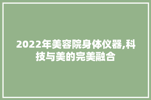 2022年美容院身体仪器,科技与美的完美融合