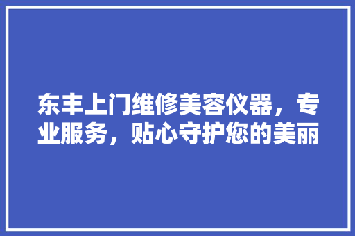 东丰上门维修美容仪器，专业服务，贴心守护您的美丽事业