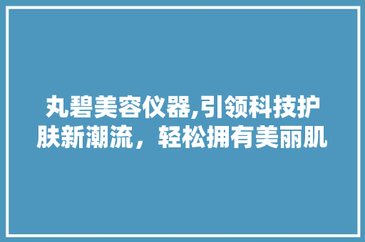 丸碧美容仪器,引领科技护肤新潮流，轻松拥有美丽肌肤