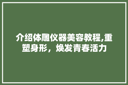 介绍体雕仪器美容教程,重塑身形，焕发青春活力 饮食大全