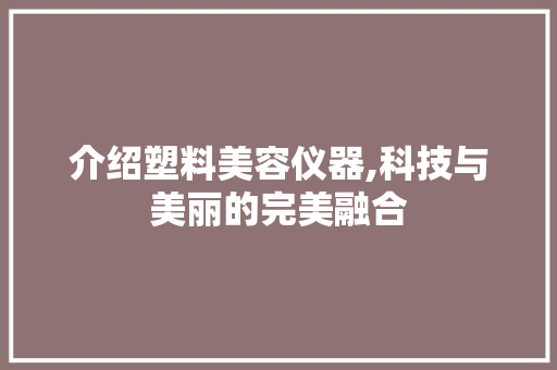 介绍塑料美容仪器,科技与美丽的完美融合 母婴育儿