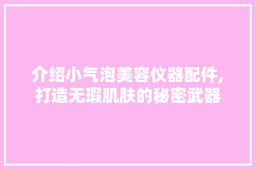 介绍小气泡美容仪器配件,打造无瑕肌肤的秘密武器