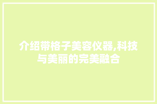 介绍带格子美容仪器,科技与美丽的完美融合