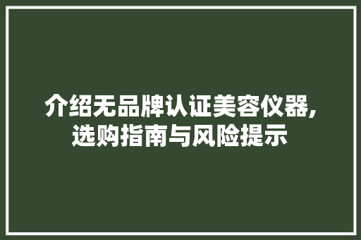 介绍无品牌认证美容仪器,选购指南与风险提示