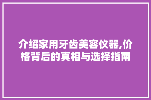 介绍家用牙齿美容仪器,价格背后的真相与选择指南