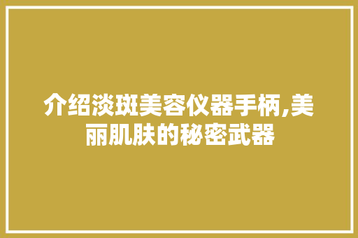 介绍淡斑美容仪器手柄,美丽肌肤的秘密武器