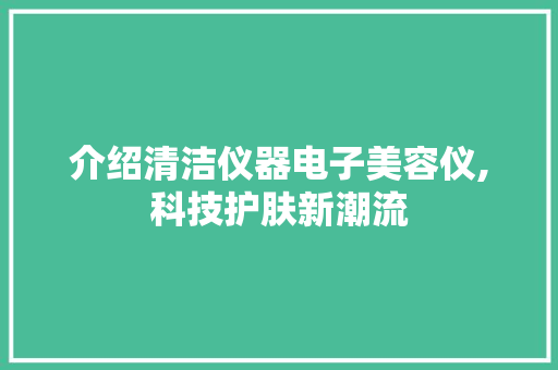 介绍清洁仪器电子美容仪,科技护肤新潮流