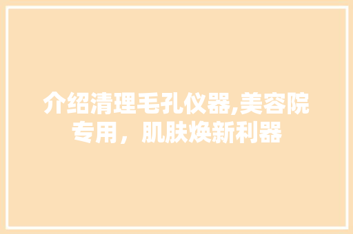 介绍清理毛孔仪器,美容院专用，肌肤焕新利器