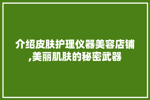 介绍皮肤护理仪器美容店铺,美丽肌肤的秘密武器