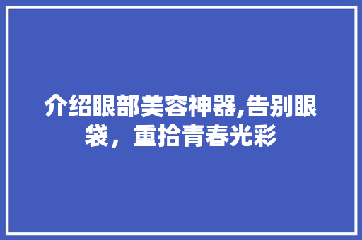 介绍眼部美容神器,告别眼袋，重拾青春光彩
