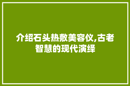 介绍石头热敷美容仪,古老智慧的现代演绎