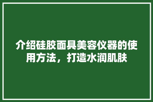 介绍硅胶面具美容仪器的使用方法，打造水润肌肤