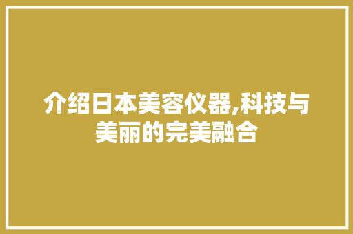介绍日本美容仪器,科技与美丽的完美融合