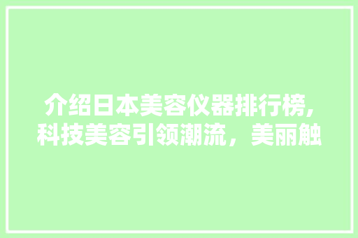 介绍日本美容仪器排行榜,科技美容引领潮流，美丽触手可及