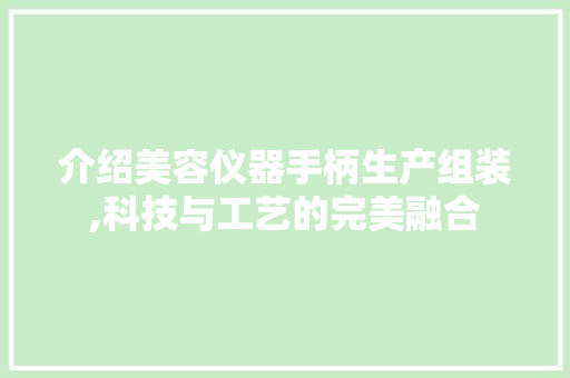 介绍美容仪器手柄生产组装,科技与工艺的完美融合