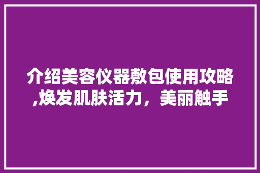 介绍美容仪器敷包使用攻略,焕发肌肤活力，美丽触手可及