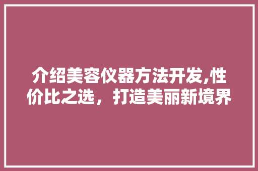 介绍美容仪器方法开发,性价比之选，打造美丽新境界