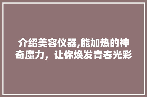 介绍美容仪器,能加热的神奇魔力，让你焕发青春光彩