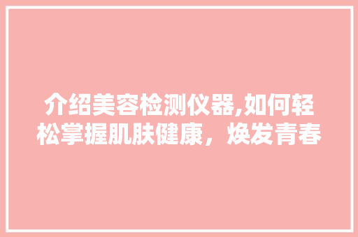 介绍美容检测仪器,如何轻松掌握肌肤健康，焕发青春光彩 综合便民