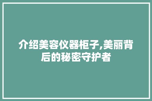 介绍美容仪器柜子,美丽背后的秘密守护者