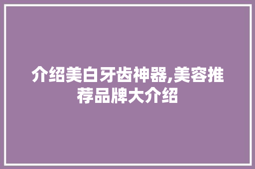 介绍美白牙齿神器,美容推荐品牌大介绍