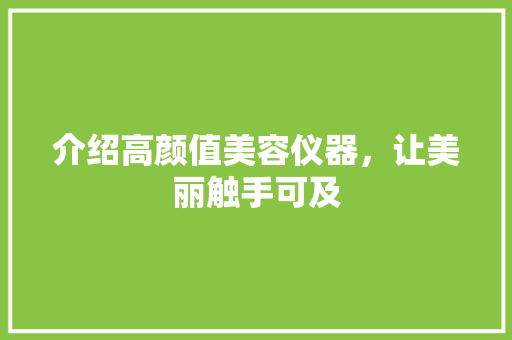 介绍高颜值美容仪器，让美丽触手可及