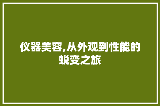 仪器美容,从外观到性能的蜕变之旅 综合便民