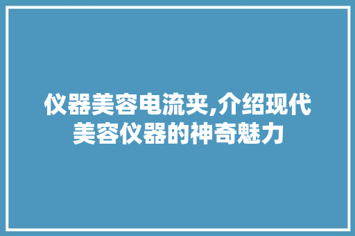 仪器美容电流夹,介绍现代美容仪器的神奇魅力 母婴育儿