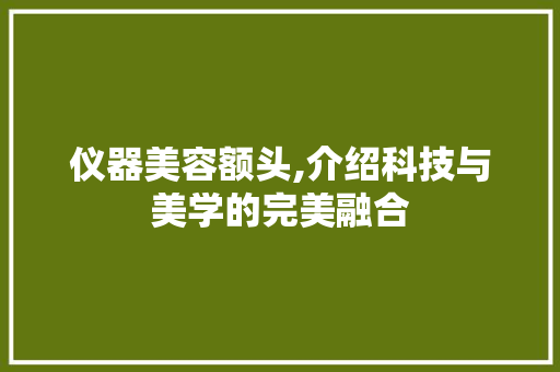 仪器美容额头,介绍科技与美学的完美融合