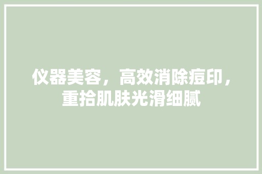 仪器美容，高效消除痘印，重拾肌肤光滑细腻 饮食大全