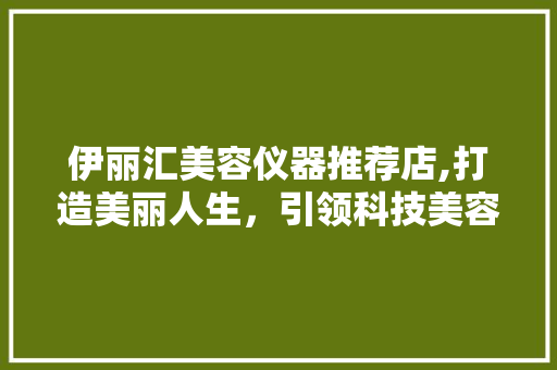 伊丽汇美容仪器推荐店,打造美丽人生，引领科技美容新潮流 美体修身