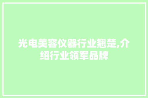 光电美容仪器行业翘楚,介绍行业领军品牌