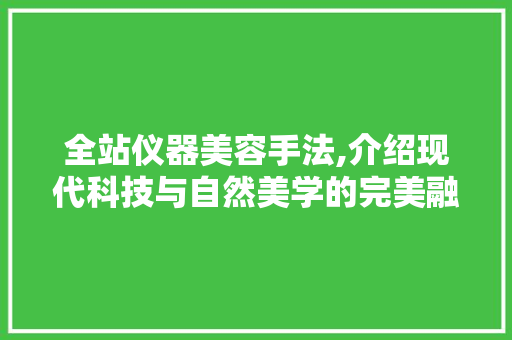 全站仪器美容手法,介绍现代科技与自然美学的完美融合 母婴育儿