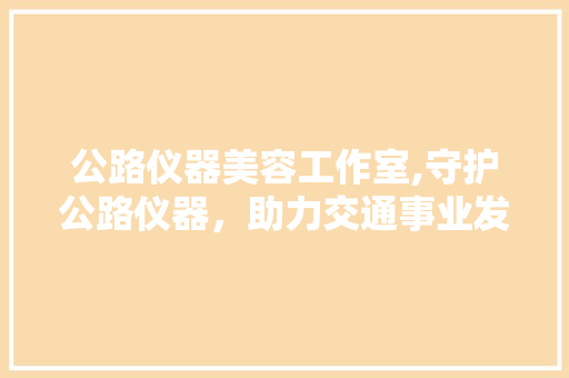 公路仪器美容工作室,守护公路仪器，助力交通事业发展