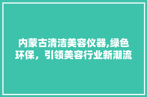 内蒙古清洁美容仪器,绿色环保，引领美容行业新潮流