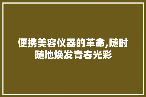 便携美容仪器的革命,随时随地焕发青春光彩 美体修身