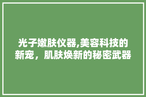 光子嫩肤仪器,美容科技的新宠，肌肤焕新的秘密武器 美体修身