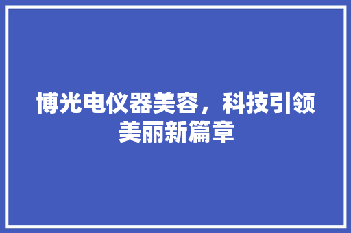 博光电仪器美容，科技引领美丽新篇章
