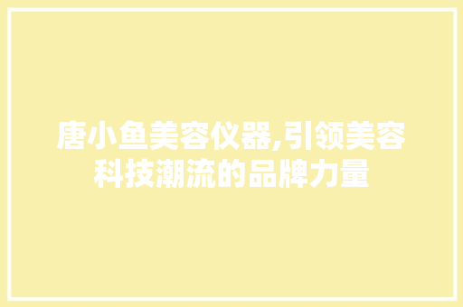 唐小鱼美容仪器,引领美容科技潮流的品牌力量