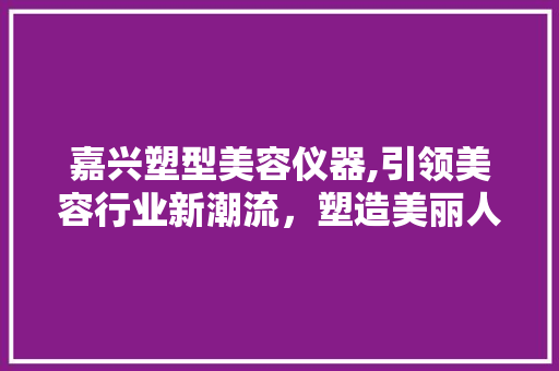嘉兴塑型美容仪器,引领美容行业新潮流，塑造美丽人生