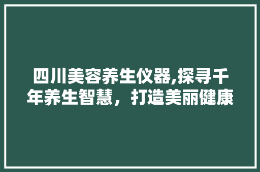 四川美容养生仪器,探寻千年养生智慧，打造美丽健康生活