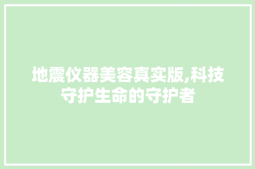 地震仪器美容真实版,科技守护生命的守护者