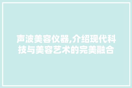 声波美容仪器,介绍现代科技与美容艺术的完美融合