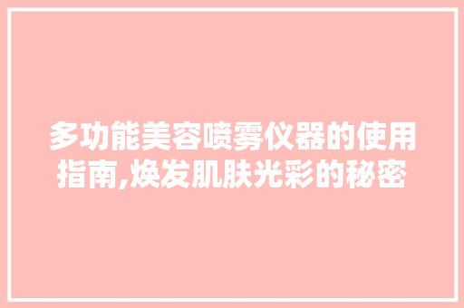 多功能美容喷雾仪器的使用指南,焕发肌肤光彩的秘密武器