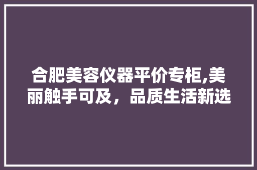合肥美容仪器平价专柜,美丽触手可及，品质生活新选择