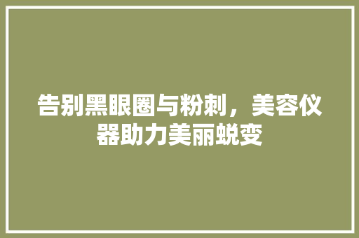 告别黑眼圈与粉刺，美容仪器助力美丽蜕变 美体修身
