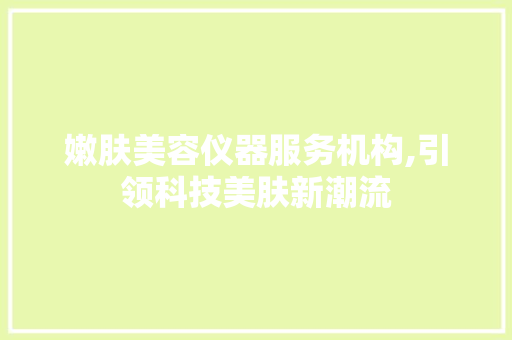 嫩肤美容仪器服务机构,引领科技美肤新潮流